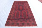 4x8 Ft Antique Turkmen Geometric Rug  Red Gray Oriental Rug  Tribal Vintage Rug