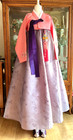 Korean Traditional Dress Silk Hanbok-peach   Grey Violet  Petticoat   Hanbok Bag
