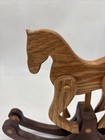 Vintage Hand Carved Oak   Walnut Wooden Rocking Horse W Hoof Sounds 11 5x8 5x2   