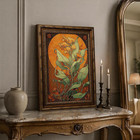 Vintage Gold Framed art Nouveau Botanical Floral Canvas Wall Art