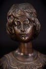 Art Nouveau Girl Bronze Sculpture   1800s Antique Young Lady French Statue 6 7 _