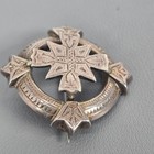 Vtg Antique Victorian Sterling Silver Cross Ornate Etched Medallion Pin Brooch