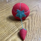 Vintage Small Tomato Needle Pin Cushion W strawberry Dangle Emery