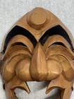 Hand Carved Wooden Funny Face Smiling Mask Wall Decor Folk Art Articulated