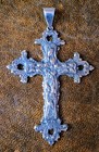 Taxco Mexico Large Ornate Antique Style Cross Pendant 925 Sterling Silver New