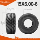 Pack 2 15x6 00-6 Lawn Mower Tires 15x6-6 4ply Heavy Duty 15x6x6 Garden Tractor