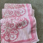 Three Vintage Fieldcrest Pink White Bath Towels Retro 25 X 37   