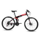 26  Folding Mountain Bike 21 Speed Bicycle Full Suspension Mtb Bike Steel Black