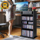 Multimedia Storage Cabinet Dvd Rack Book Shelf Organizer Stand Audio Media Tower