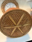 Antique Chinese 3 Tiered Round Woven Rattan Wedding Storage Basket W  Handle