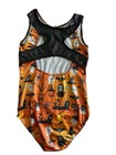 Halloween Sz 12a Leotard Gymnastics Orange Black Guc Ghosts Grim Reapers Pumpkin