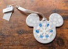 Disney Parks Christmas Red Silver Mickey Mouse Snowflake Ears Ornament 2019  
