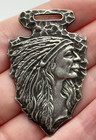 Antique Coin Silver Native American Indian Chief Arrowhead Watch Fob