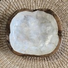 Vtg Teak Wood Bowl White Capiz Shell Inlay Irregular Live Edge Boho Rustic 10   