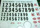 Slot Car Water Slide Decals Auto World Racing Sponsor Name 0-9 White Circle 1 32