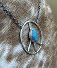 Native American Navajo Handmade Sterling Silver Turquoise Peace Hippie Necklace