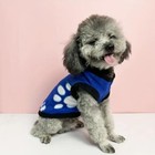 Blue Cute Paw Graphic Dog Coat Winter Warm Pet Soft Clothes Small Dogs Cats New