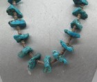 Old Pawn Vintage Native American  Natural Turquoise Nugget Heshi Necklace