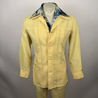 Vtg 60s 70s Leisure Suit Mens Medium Jacket Coat 34 32 Pants Bell Bottoms Yellow