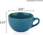 Blue Vintage Large Coffee Mug  24 Oz Giant Soup Bowl With Lid  Microwave Safe