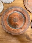 3 Persian Tinned Copper Plates Etched Engraved Middle Eastern Set