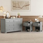 3 Pieces Elegant Retro Style Set  6 Drawer Dresser And Two Nightstands  Gray