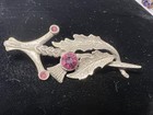 Vintage Scottish Thistle Broadsword Sword Kilt Pin Brooch Amethyst garnet   28