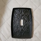 Vintage Cast Metal Floral Toggle Switch Wall Plate Antique Silver Gray Victorian