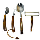 Vintage Mcm Bakelite Butterscotch Handle Hostess Set - 4 Piece In Original Box