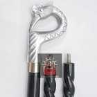 Silver Swan Head Handle Spiral Cane Vintage Black Wooden Carved Walking Stick