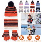Winter Warm Hat Gloves Scarf Set Beanie Knitted For Toddler Kids Boys Girls