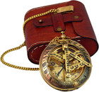 Handcrafted Vintage Brass Sundial Compass     Antique Nautical Sun Clock With Leat