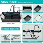 Gray Stainless Steel Kitchen Sink 30 Inch Single Bowl Set With Pull Down Faucet