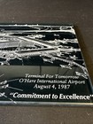 Vintage 1987    terminal For Tomorrow    O   hare Commemorative Glass Etched Panel 