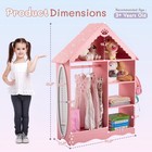 Kids Wardrobe Pink Wooden Dresser Armoire W  Mirror Hanging Rod Storage Cabinet