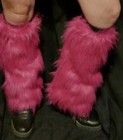 Pink Furry Leg Warmers -  One Size - Fluffies Party Dance Hot Pink