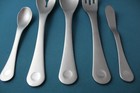 Robert Welch Pendulum Serving  5pc Set  Tablespoon Fork Pierced Stainless Satin