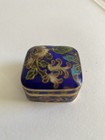 Vintage Chinese Cloisonne Enamel Brass Trinket Pill Hinged Box 
