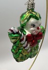 2002 Christopher Radko Rare Gem Green Holly Jean Ornament Retro Ivy Leaf Snowman