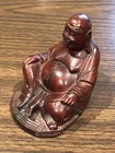 Vintage Antique 4  Chinese Carved Hardwood Statue Figure Of A Laughing Buddha