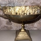 Vintage Hosley Solid Brass Pedestal Bowl Featuring A Grapevine Motif