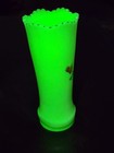 Antique Uranium Custard Glass Bud Vase Souvenir Of Lawton  Oklahoma 6 5 