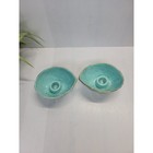 Vintage Candle Holders Aqua Gold Specks  California Pottery 914 Mcm