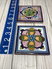 Hand Painted Talavera Vintage Ceramic Tiles  2  Mexican 4    X 4    Terra Cotta