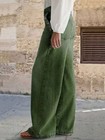 Vintage Olive Green Wide Leg Denim Pants High Rise Loose Floor Length Casual Str