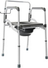 Deluxe 3 In 1 Folding Bedside Commode With Handles And Elongated Seat  Aluminum 