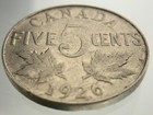 1926 Near 6 Canada 5 Cents Nickel Circulated Coin Km  29 Ii143