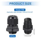 30pcs Cable Glands 4-8mm Thread Waterproof Adjustable Cable Connector Black