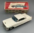 Vtg Tin Friction 1962 Cadillac Sedan W box   Bandai Toys Japan   Man Cave Decor