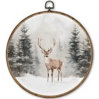 Tleske Winter Deer Reindeer Round Wall Art Decor 10x10  Vintage Deer  round 